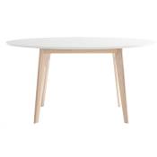 Table scandinave ovale blanche et bois clair L150 cm