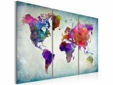 Tableau cartes du monde monde coloré taille 60 x 40