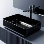 Vasque moderne Lavabo en fonte, Lave main à poser - 54x36x13cm - PB2001 Sans cache supplémentaire, Noir (brillant) - Bernstein