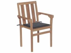 Vidaxl chaises de jardin 2 pcs avec coussins anthracite bois de teck 3062208