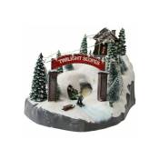 Village de Noël Lumineux et Musical avec Piste de Ski Silumen Blanc|Vert
