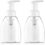 2 pcs 250 ml mousse distributeur de savon pompe bouteille vide liquide savon pour les mains - transparent
