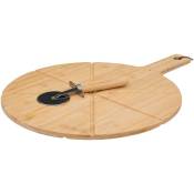 5five - planche à découper pizza avec roulette bambou 37cm - Bambou