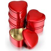 6 PièCes BoîTe en MéTal en Forme de Coeur avec Couvercles BoîTes à Bonbons Coeur Vide éTain Pot de Bonbons pour L'Anniversaire de la Saint-Valentin