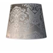 Abat-jour Willow en tissu argenté avec motifs baroques au style classique pour lampadaire avec culot E27 - Argent - Argent