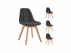 Anya lot de 4 chaises - tissu gris - pied bois hetre massif naturel - l 44 x p 50 x h 84 cm ANYACHGRX4