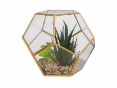 Atmosphera - plante artificielle dans un terrarium en verre et métal d 17 cm