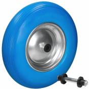 Bleu Schubkarrenrad avec l'axe du caoutchouc de pneu de rechange pu 4,80 / 4.00-8 ø 390 mm