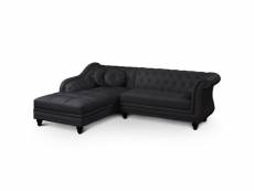 Canapé d'angle brittish noir style chesterfield