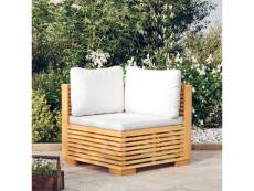 Canapé de jardin - canapé d'angle canapé relax de jardin - et coussins crème bois de teck massif meuble pro frco41127