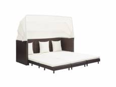 Canapé-lit extensible 3 places avec toit résine tressée