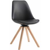 Chaise pivotante de la conception en bois clair et du cuir d'imitation avec différentes couleurs un rembourrage colore : noir