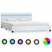 Chunhelife Cadre de lit avec LED Blanc Similicuir 160