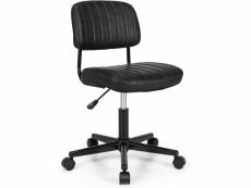 Costway chaise de bureau à domicile sans accoudoirs à dossier bas pour adultes et enfants, chaise ergonomique en cuir avec siège réglable, chaise d'or