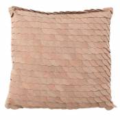 Coussin carré écailles cuir rose Jona 43.5 x 42 cm
