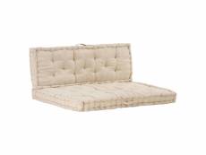 Coussins de palette canapé de sol dossier assise en coton beige dec021326