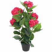 Décoshop26 - Plante hortensia artificielle avec pot 60 cm rouge