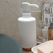 Distributeur à savon strié - Blanc - 8,5 x 18 cm