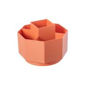 Ensoleille - Porte-stylo rotatif en plastique, support de rangement de papeterie de bureau, porte-stylo de rangement hexagonal de bureau(orange)