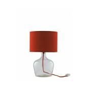 Fan Europe - Lampe de table Hendrix 1 ampoule Verre,Tissu Rouge - Rouge