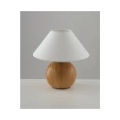 Fan Europe - Lampe de table Lume 1 ampoule Tissu,céramique Bois - Bois
