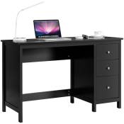 Helloshop26 - Bureau informatique table d'ordinateur 120 x 50 x75 cm spacieux avec 3 tiroirs style moderne coloris noir - Noir