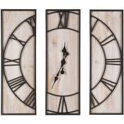 Horloge Murale 3 Parties de Style Industriel et Minimaliste en Bois Avec Cadre et Aiguilles en Métal Noir Pour Salon ou Couloir Beliani Noir