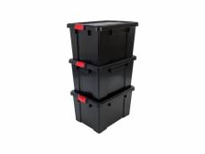 Iris ohyama lot de 3 boîtes de rangement avec fermeture clic - power box - sk-700 - plastique - noir - 68 l - 63,5 x 44,6 x 3… IRI8716382185175