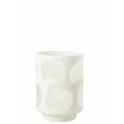Jolipa - Vase blanc avec tâches en verre L15l15H19cm - Blanc