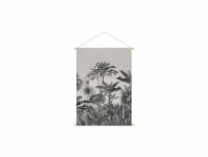 Kakémono tableau en toile suspendue forêt tropicale noir et blanc l40 x h60 cm borneo
