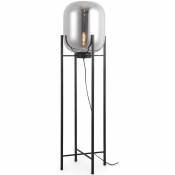 Lampadaire design moderne, métal et verre - Grau - 140cm Fumée - Verre, Fer - Fumée
