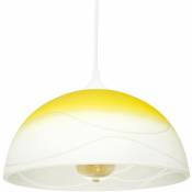 Licht-erlebnisse - Suspension d'intérieur au design rétro blanc jaune ø 30 cm parfaite pour la cuisine et le salon - Jaune, blanc - jaune, blanc