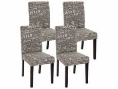 Lot de 4 chaises de salle à manger en tissu imprimé gris pieds foncés cds04120