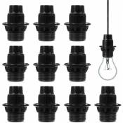 Memkey - 10 Pcs Douilles Lampes Conviennent aux Ampoules à Vis E14 et aux Lampes à Économie d'énergie à vis(Noir)