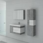 Meuble de salle de bain arcola Béton et Blanc - Béton & Blanc