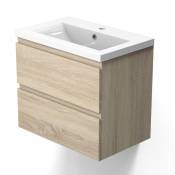 Meuble de salle de bain avec vasque, 60 cm 2 tiroirs