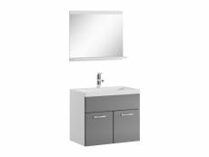 Meuble de salle de bain de montreal 02 60 cm lavabo gris brillant - armoire de rangement meuble lavabo evier meubles