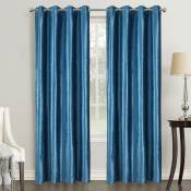 Paire de rideaux en velours et motifs frappés - Bleu Paon - 140 x 260 cm