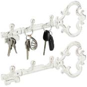 Panneau à clés, lot de 2, 3 crochets, forme de clef