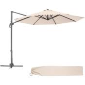 Parasol daria 300 cm avec pied déporté et housse de protection - parasol jardin, parasol deporté, parasol de balcon - beige