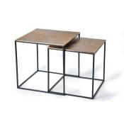 Pegane - Set de 2 tables basses en fer coloris bronze