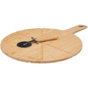 Planche à découper pizza avec roulette bambou 37cm - Bambou - 5five