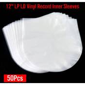 Pochettes intérieures antistatiques en plastique transparent, 50 pièces, pour stockage de disques vinyle LP LD 12 pouces, sac à manches intérieures