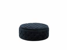 Pouf rond boutons wilson velours bouleau anthracite