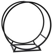 Range bûches cercle pour intérieur en métal noir