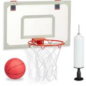 Relaxdays - Panier de basket, avec ballon et pompe à air, se place sur la porte, sans perçage, pour intérieur, multicolore