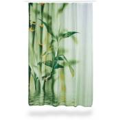 Relaxdays - Rideau de douche motif bambou en polyester tissu vert lavable 180 x 200 baignoire, vert