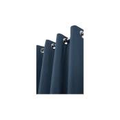 Rideau 140 x 260 cm à Oeillets Effet Froissé Uni Bleu Marine - Bleu