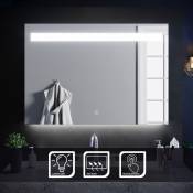 Sirhona - Miroir de salle de bain led rectangle Commutateur Anti-buée éclairage intégré blanc froid 100x70 cm