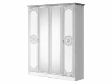 Solaya blanche- armoire 4 portes avec miroir central